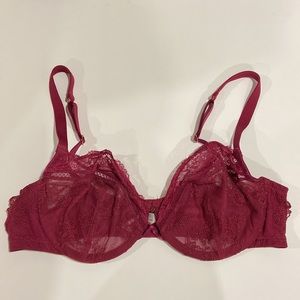 Cacique Burgundy Lace Unlined Demi Bra Women Plus Size 42C